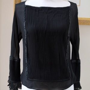 Vintage Max Studio Silk Blouse w/ Leather Details